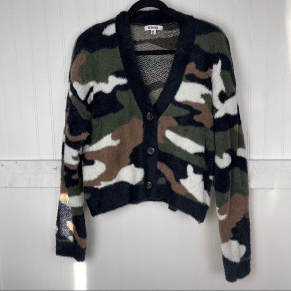 Bb Dakota Sweaters | Bb Dakota UnderCover Camo Cardigan Sweater | Color: Black/Green | Size: M | Avalpalmer's Closet